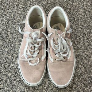 Vans Women's Light Pink and White Sneakers